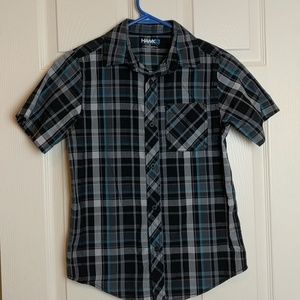 Boys Tony Hawk short sleeve button up plaid shirt